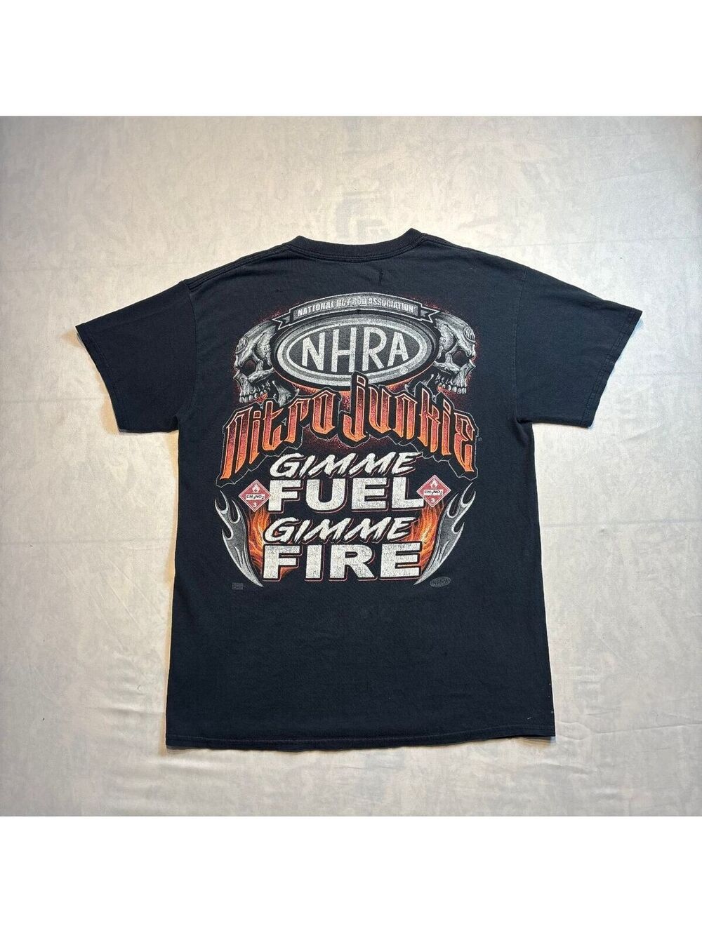 Vintage Faded and Distressed NHRA Nitro Junkie Graphic Shirt